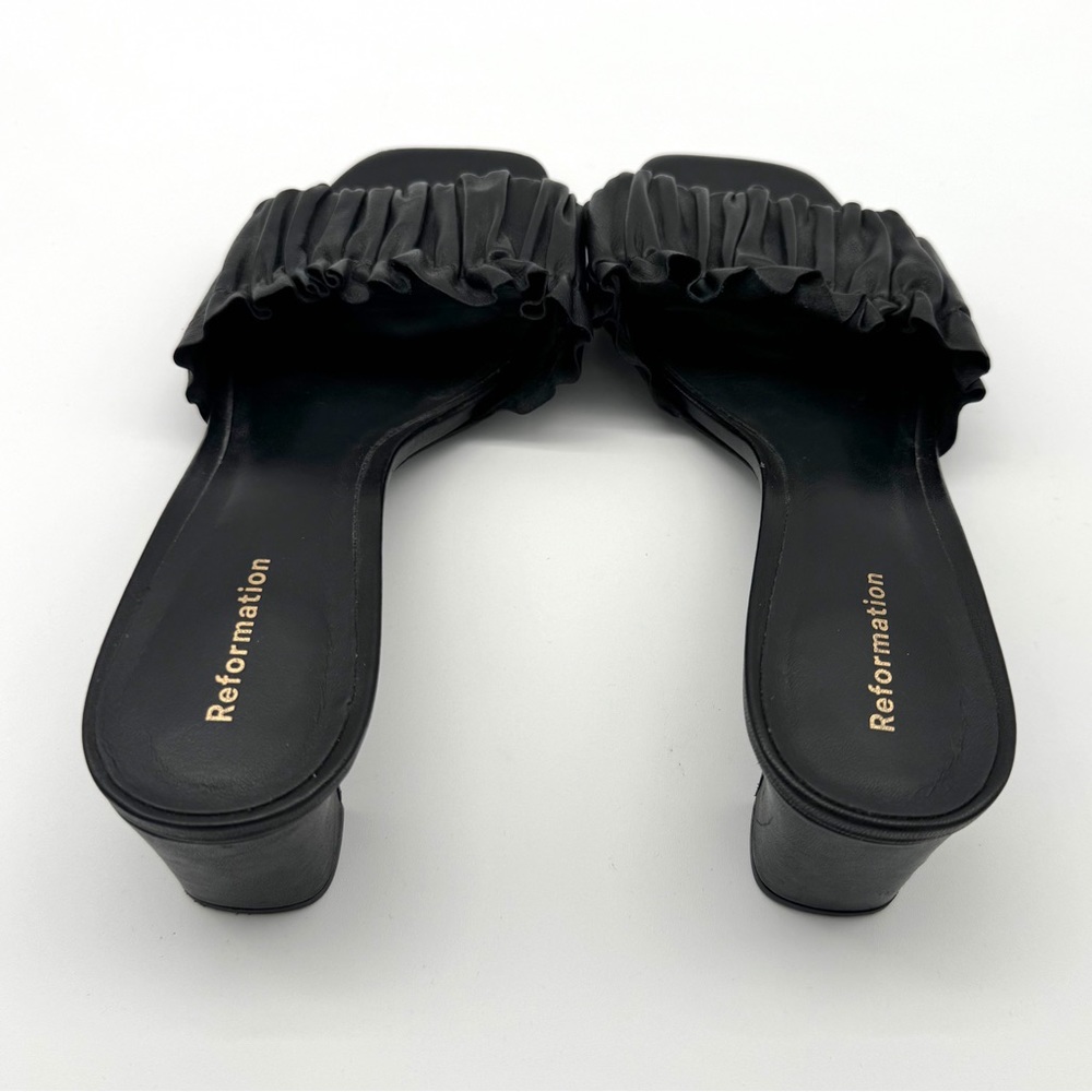 Reformation Black Ruffled Mules - Picture 3 of 10